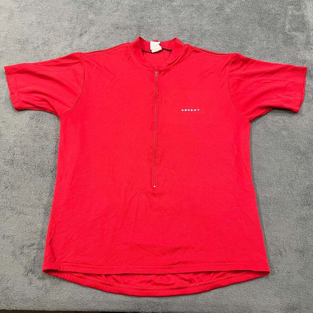 Ascent Pro Red 3/4 Zip Pullover Shortsleeve Cycling Biker Jersey Men's Size L